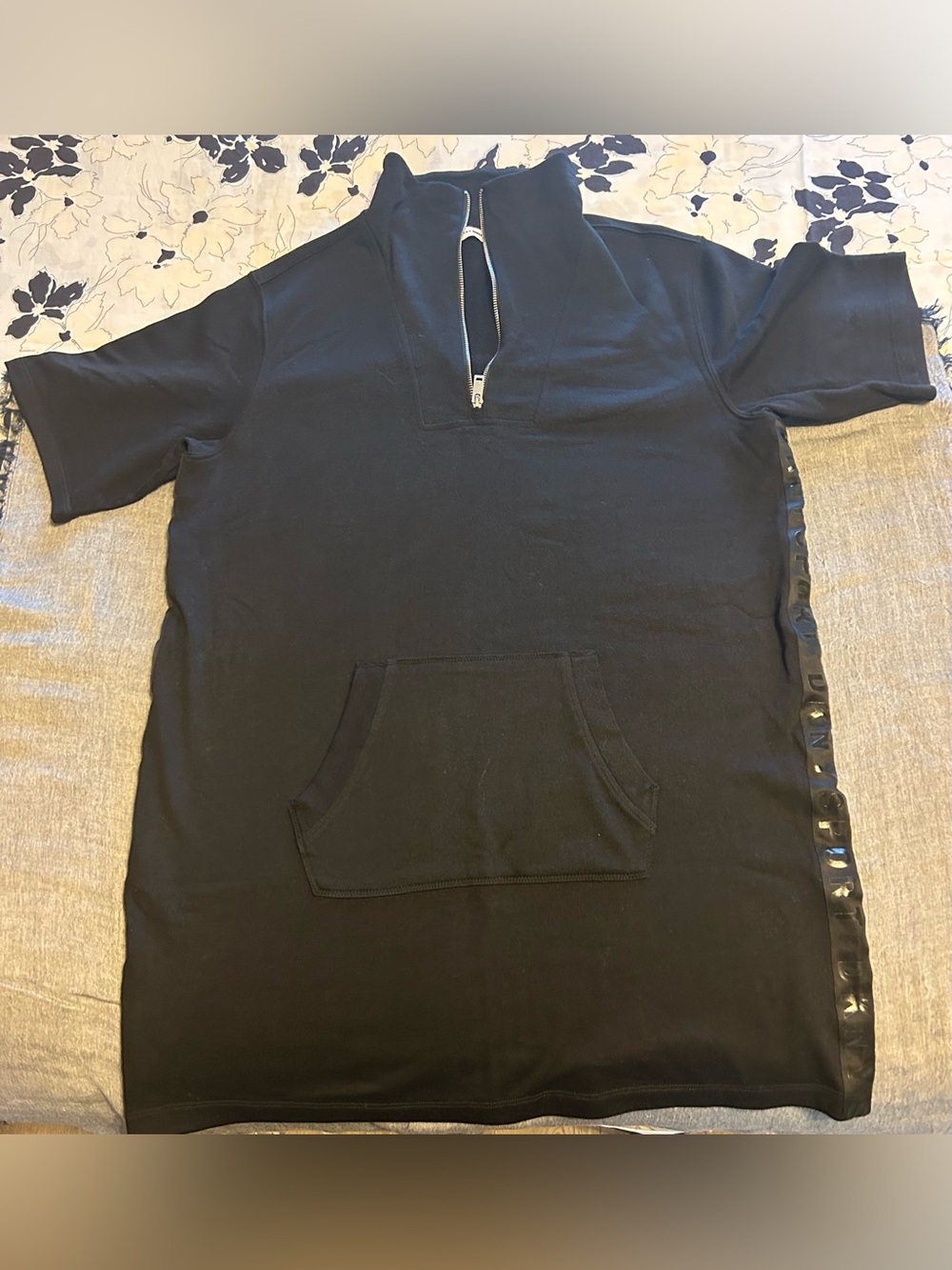 DKNY Sports Black Short Sleeve Half-Zip Tunic